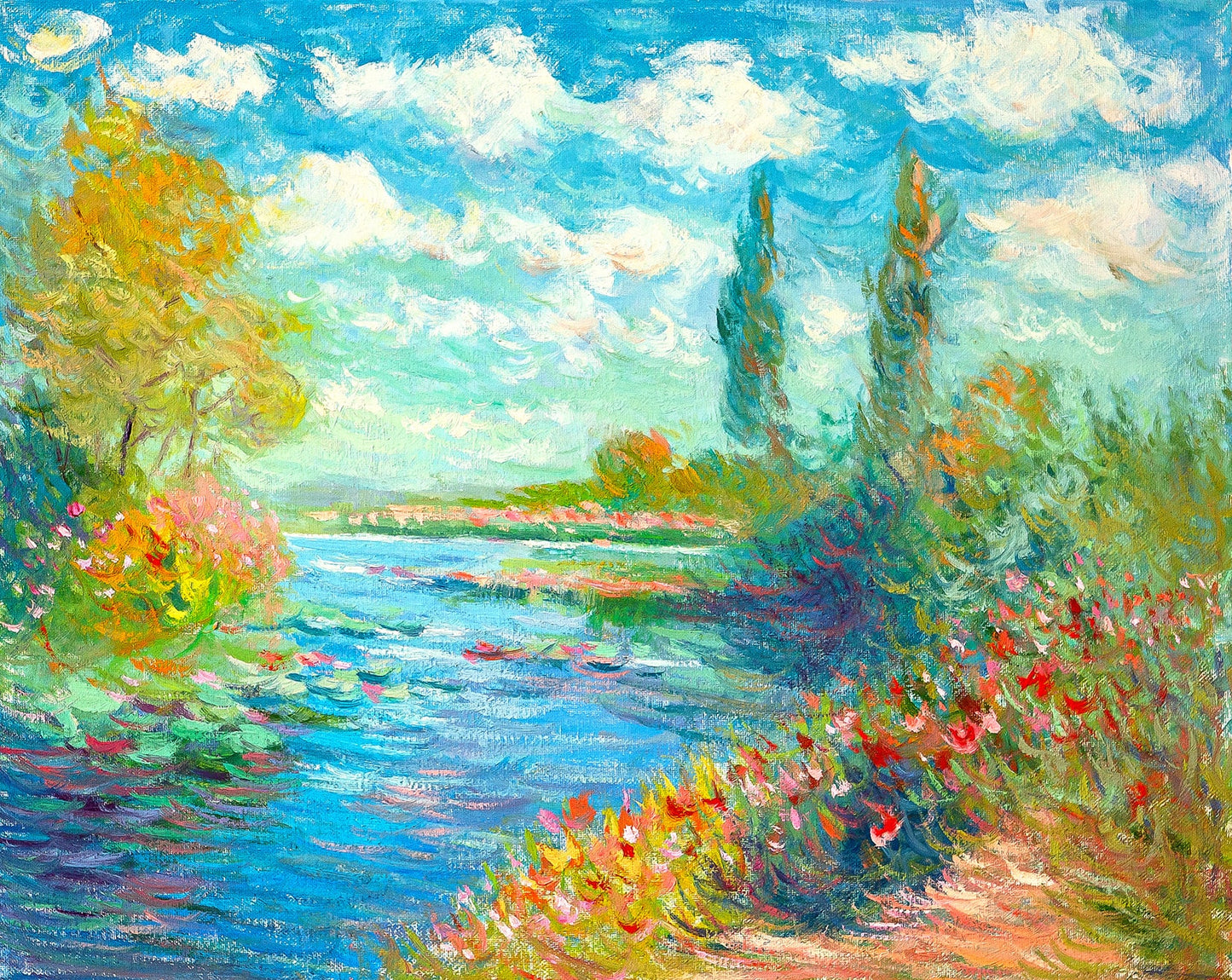 "Lakeside Village in Summer II" Original Painting