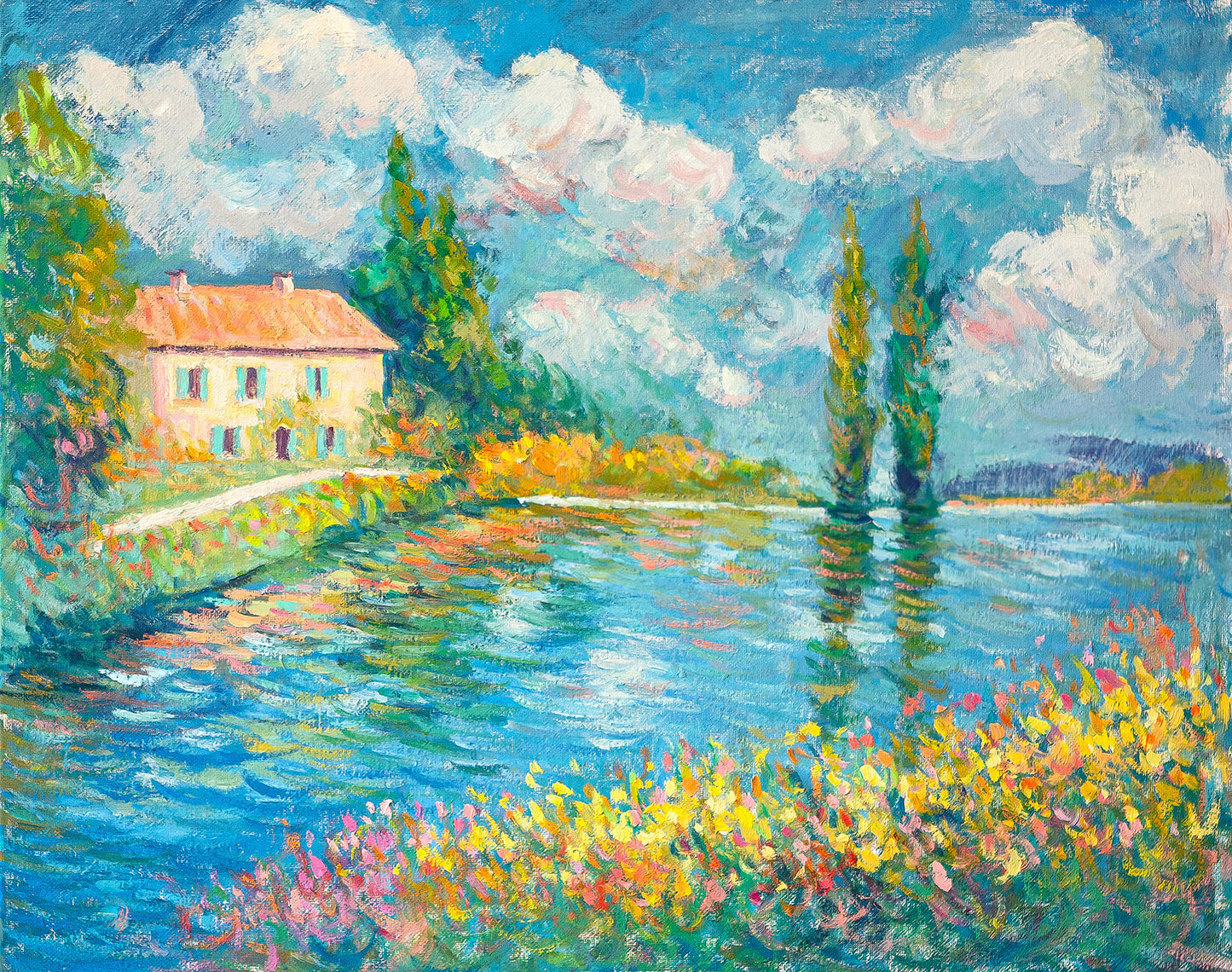 Whispers of Serenity: The Villa by the Lakeside Fine Art Prints